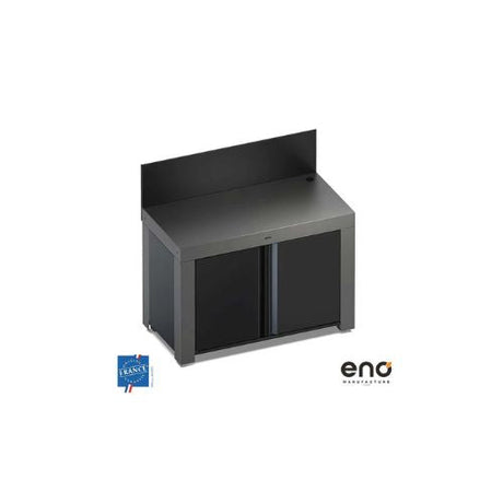 Cuisine extérieure ENO modulaire avec plancha gaz, évier et plan de travail en finition gris et noir