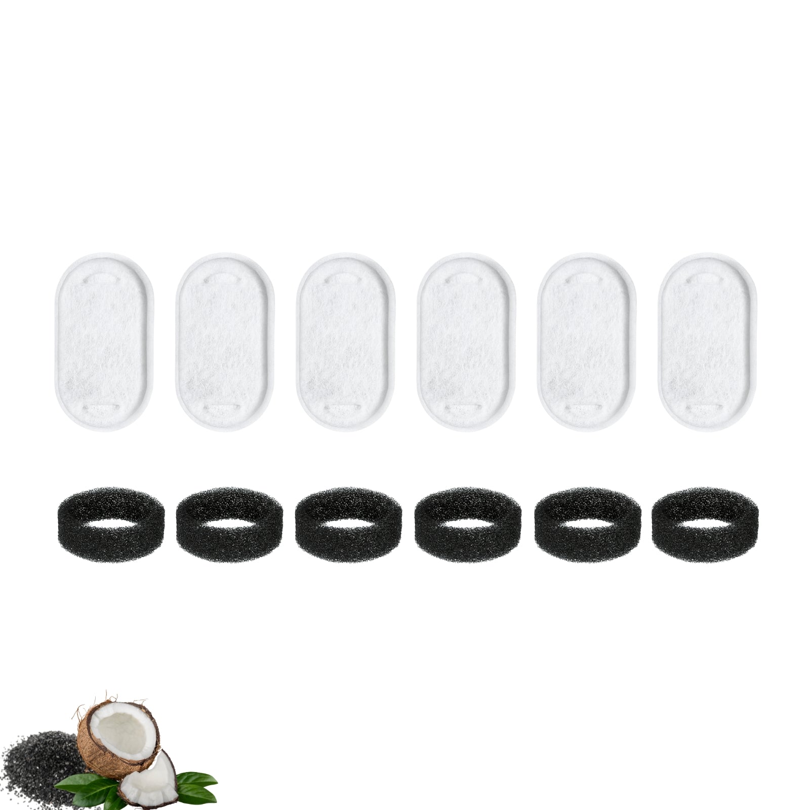 NISPIRA Stainless Steel Cat Water Fountain Activated Charcoal Water Filter Kit Replacements with Spongy Compatible with Petlibro 67oz/2L 101oz/3L PLWF003 PLWF006, Tomxcute 108oz/ 3.2L 135oz/ 4L