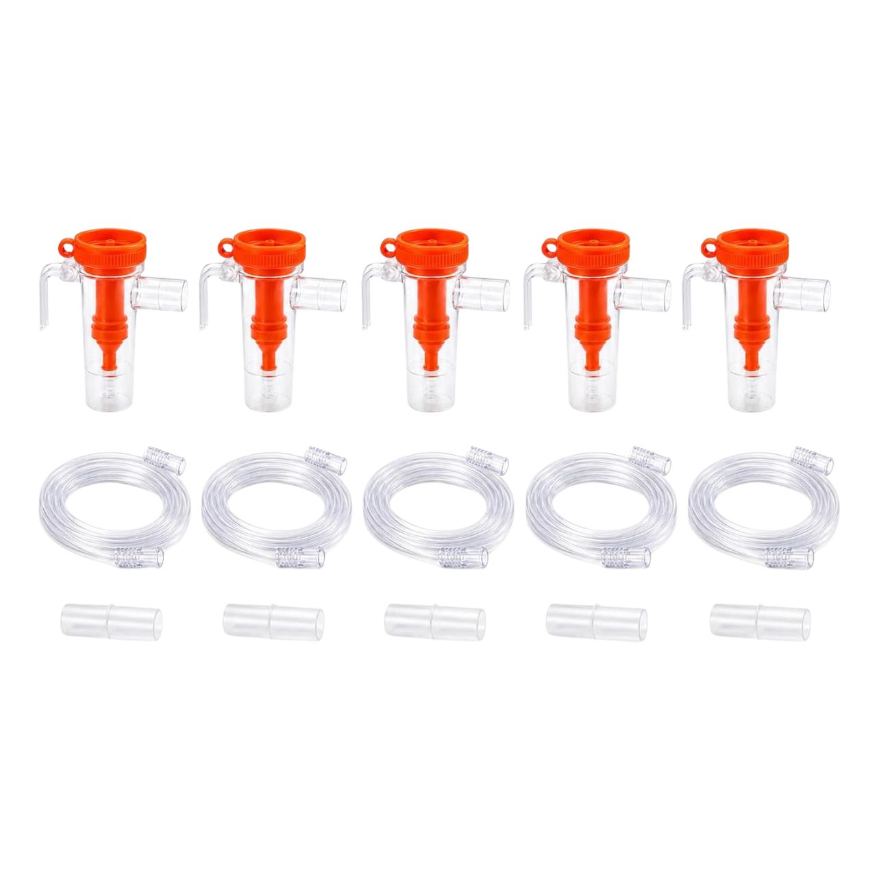 Nispira 5-Set Disposable Micro Mist Nebulizer Replacement Filter Spray Kit for Portable Compressors Atomizer Cup, Tubing, Mouth Pieces