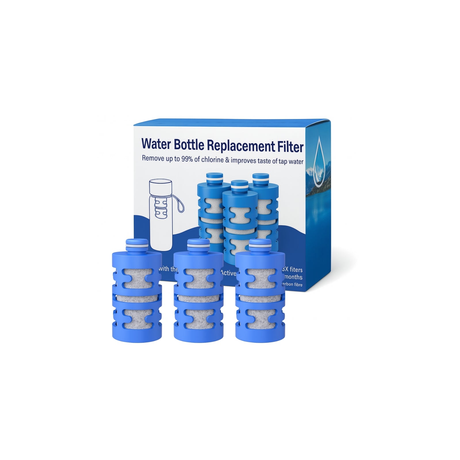 Nispira Activated Carbon Water Filter Replacement Compatible with Philips GoZero Fitness Water Bottle