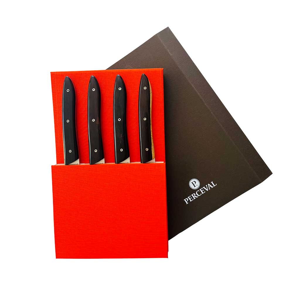 Coffret de 4 Couteaux de table UBAC - ébène de Mozambique - PERCEVAL