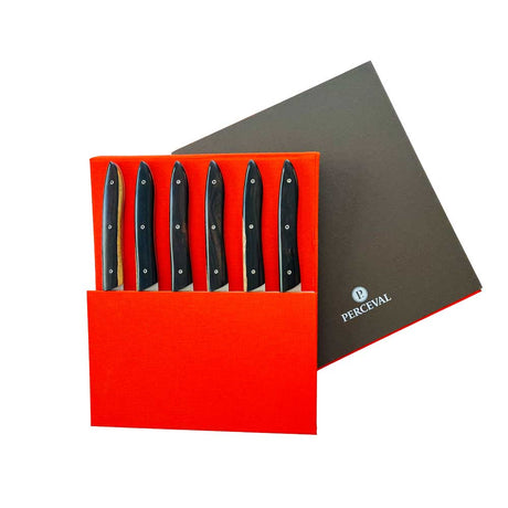Coffret de 6 Couteaux de table UBAC - ébène de Mozambique - PERCEVAL promo