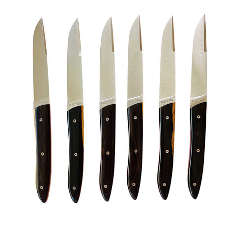 Coffret de 6 Couteaux de table UBAC - ébène de Mozambique - PERCEVAL