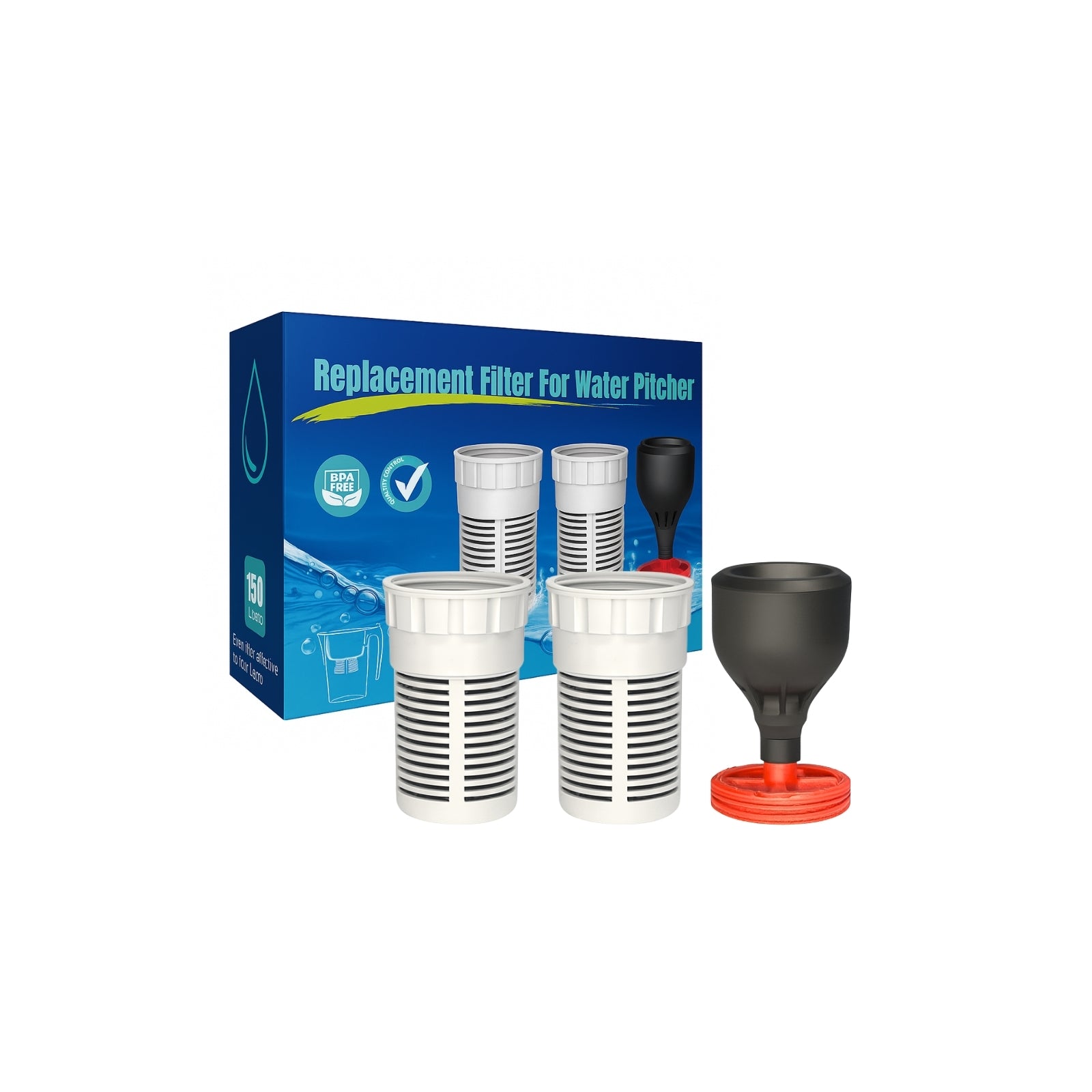 Nispira Regular Water Filter Replacement for Seychelle Gen 2 Dual pH2O Water Pitcher