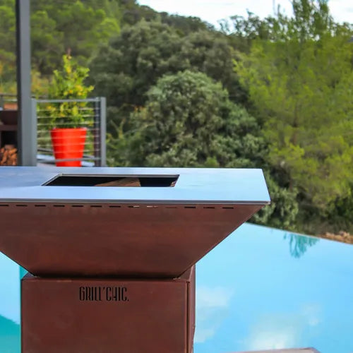 Brasero Mini Cévenol Carré - Acier CORTEN - GRILL CHIC cuisson plancha barbecue