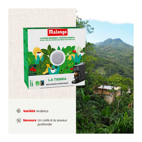 Dosettes de café Bio La Tierra - Machine EOH - MALONGO en promotion