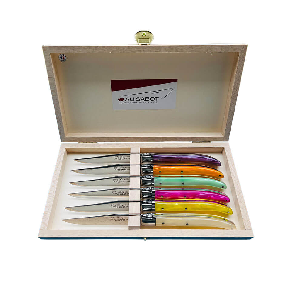 6 Couteaux Laguiole dans coffret en bois - Au Sabot