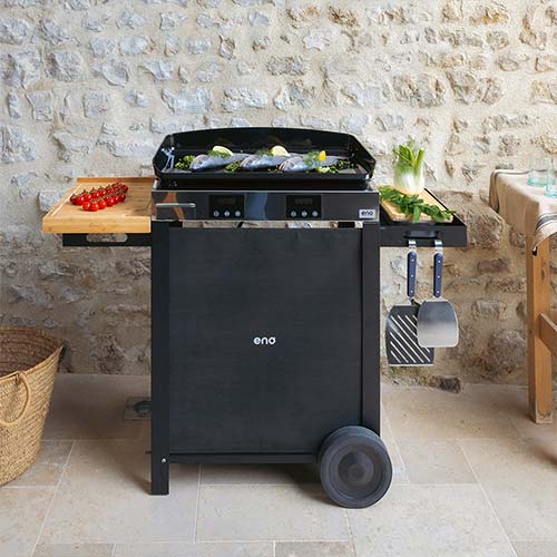 Plancha Électrique INITIAL 65 Sur Chariot Noir - ENO combo cuisine été extérieure