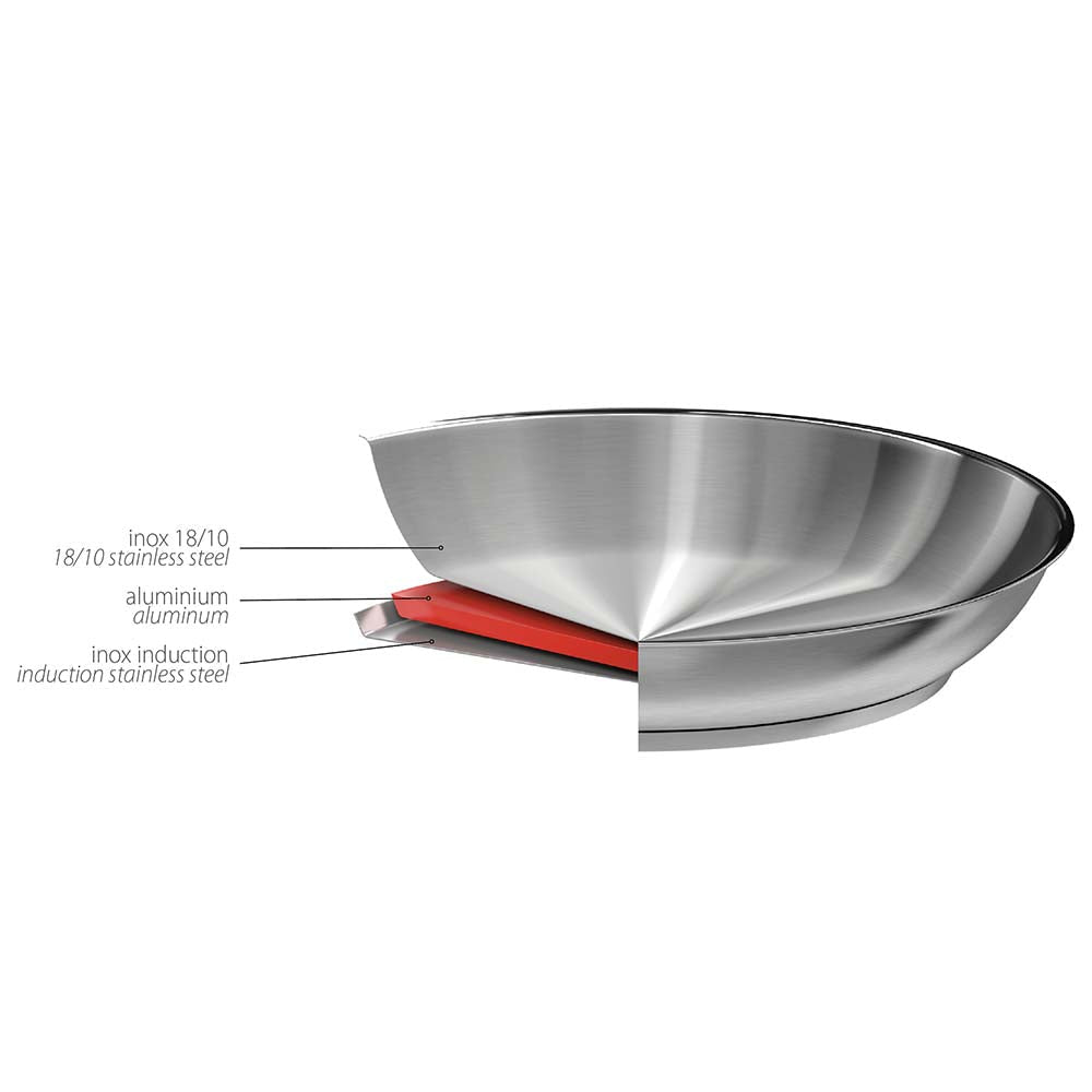 Poêle Strate inox 3 couches forme L - CRISTEL