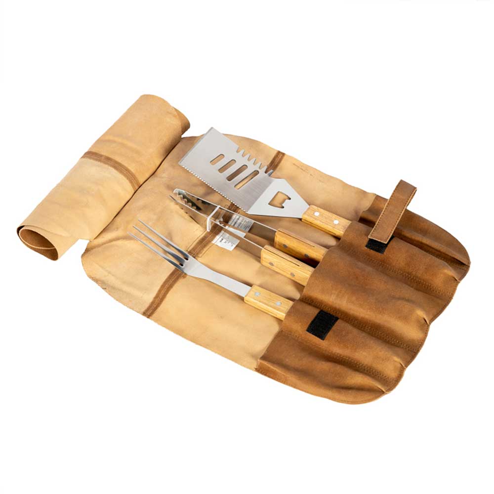 Set ustensiles de cuisson Barbecue Plancha Braséro Cuir - JUNTO