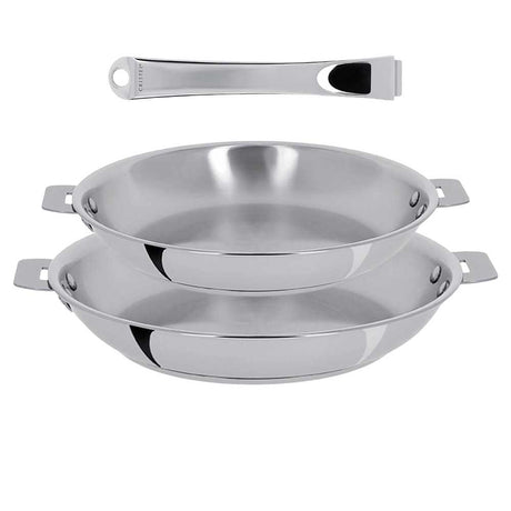Lot de 2 Poêles inox Casteline poignée amovible OFFERTE - CRISTEL