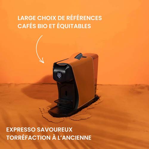 Machine à café EOH - Cuir Camel - MALONGO cafés bio et équitable
