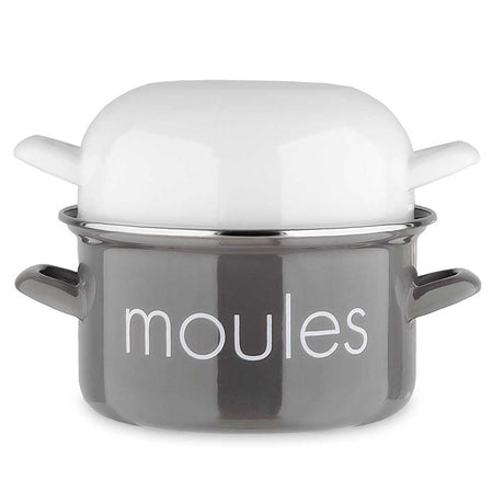 Marmite à moules grise et couvercle blanc - BAUMALU