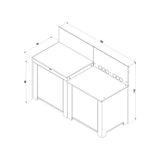 Cuisine Essential 2 Modules Vert Sauge - ENO plan dimensions