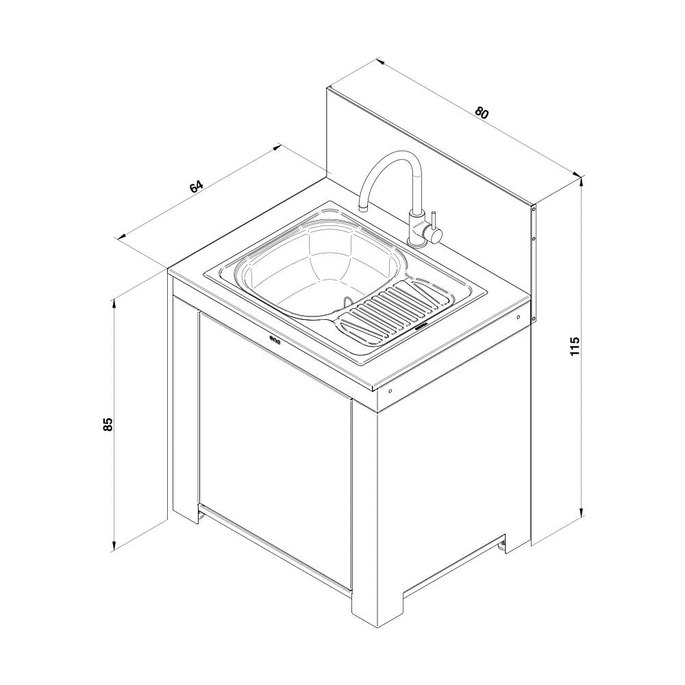 Meuble Évier avec Égouttoir 80 cm - ENO plan dimension