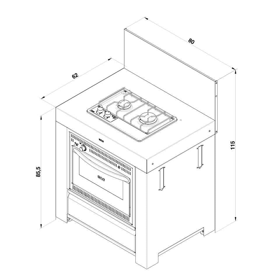 Meuble de Cuisson + Four Gris Cargo - ENO bon plan