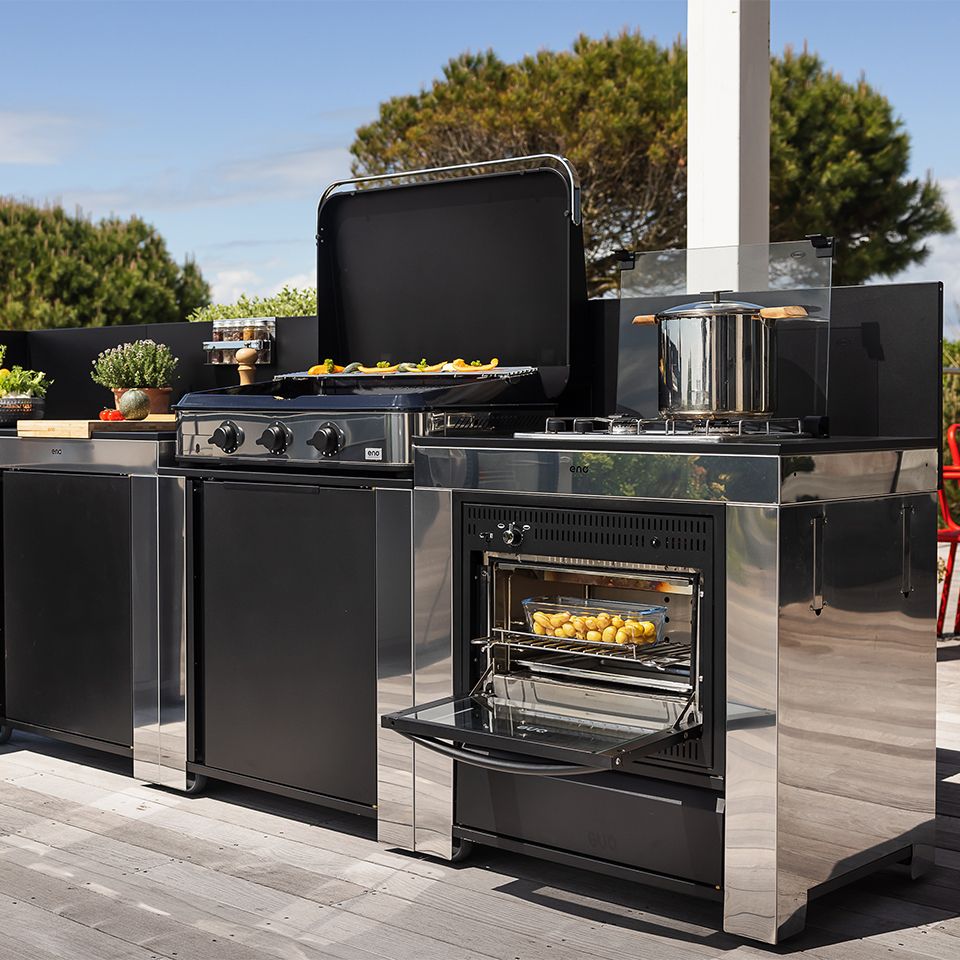 Meuble de Cuisson + Four Noir Inox - ENO en promo