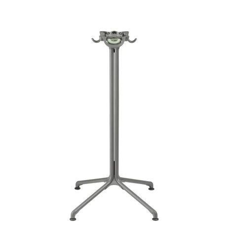 Pied de table central HORIZON hauteur haute en acier titane, sans plateau.