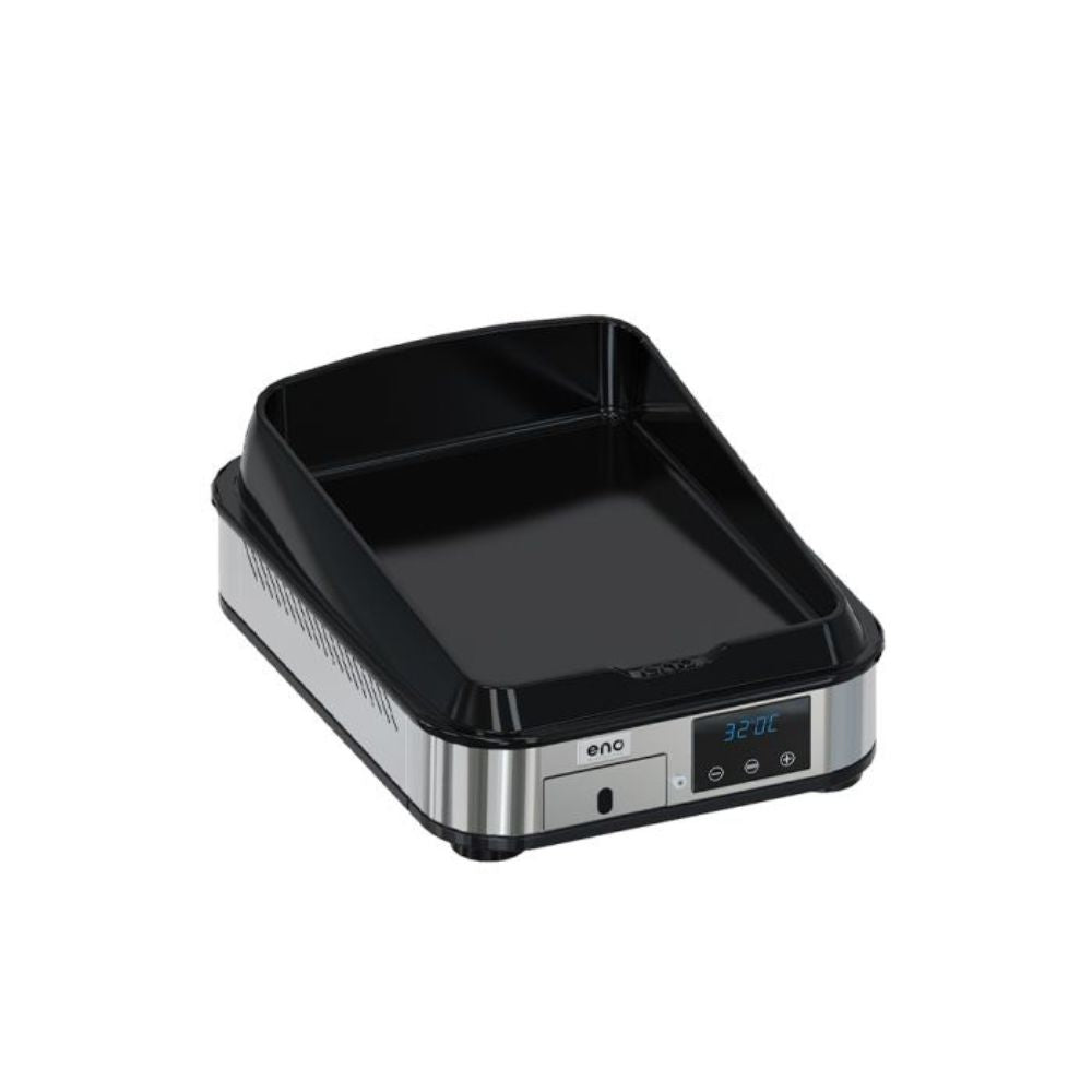 Plancha Électrique ENOSIGN Inox avec écran de contrôle digital et plaque en fonte émaillée.