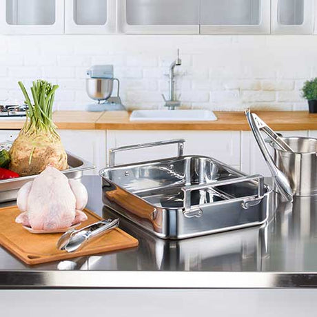 Plat rectangulaire four inox brillant - CRISTEL professionnel