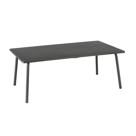 Table basse rectangulaire extérieure LAFUMA Vence en acier galvanisé, 102x59 cm, coloris gris titane, idéale pour terrasses CHR.