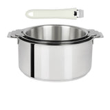 Série de 3 Casseroles Mutine Cristel poignée amovible avec 1 poignée Mutine Blanc OFFERTE