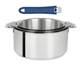 Série de 3 Casseroles Mutine Cristel poignée amovible avec 1 poignée Mutine Bleu OFFERTE