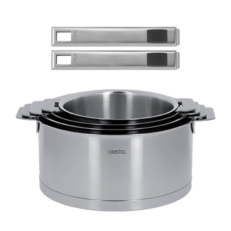Série de 4 Casseroles STRATE Cristel + 2 poignées STRATE amovibles OFFERTES
