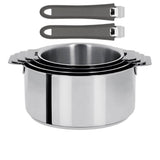 Série de 4 Casseroles Mutine Cristel poignée amovible avec 2 poignées Mutine Gris OFFERTES