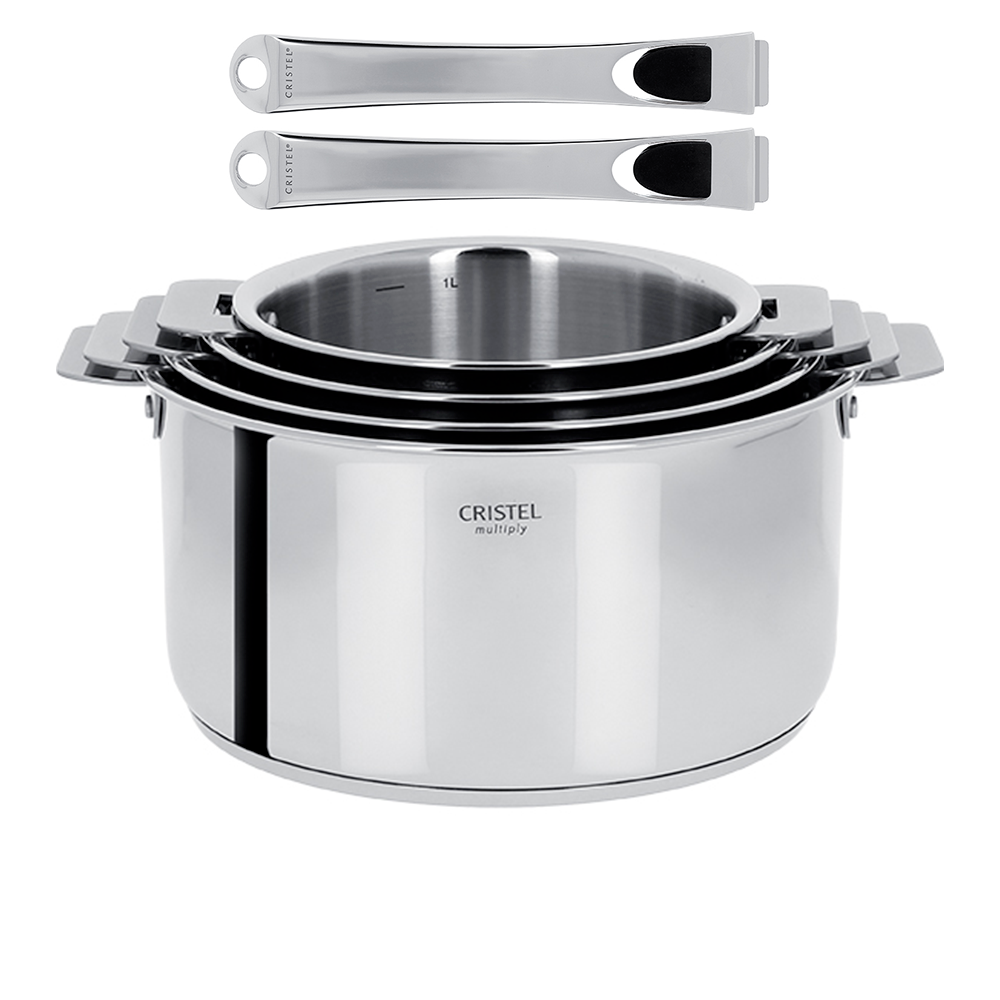 Ensemble de 4 casseroles Casteline Cristel avec 2 poignées