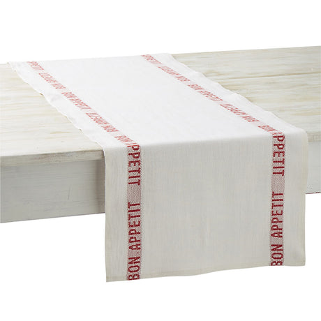 Chemin de table Bon Appetit rouge et blanc - Charvet Editions