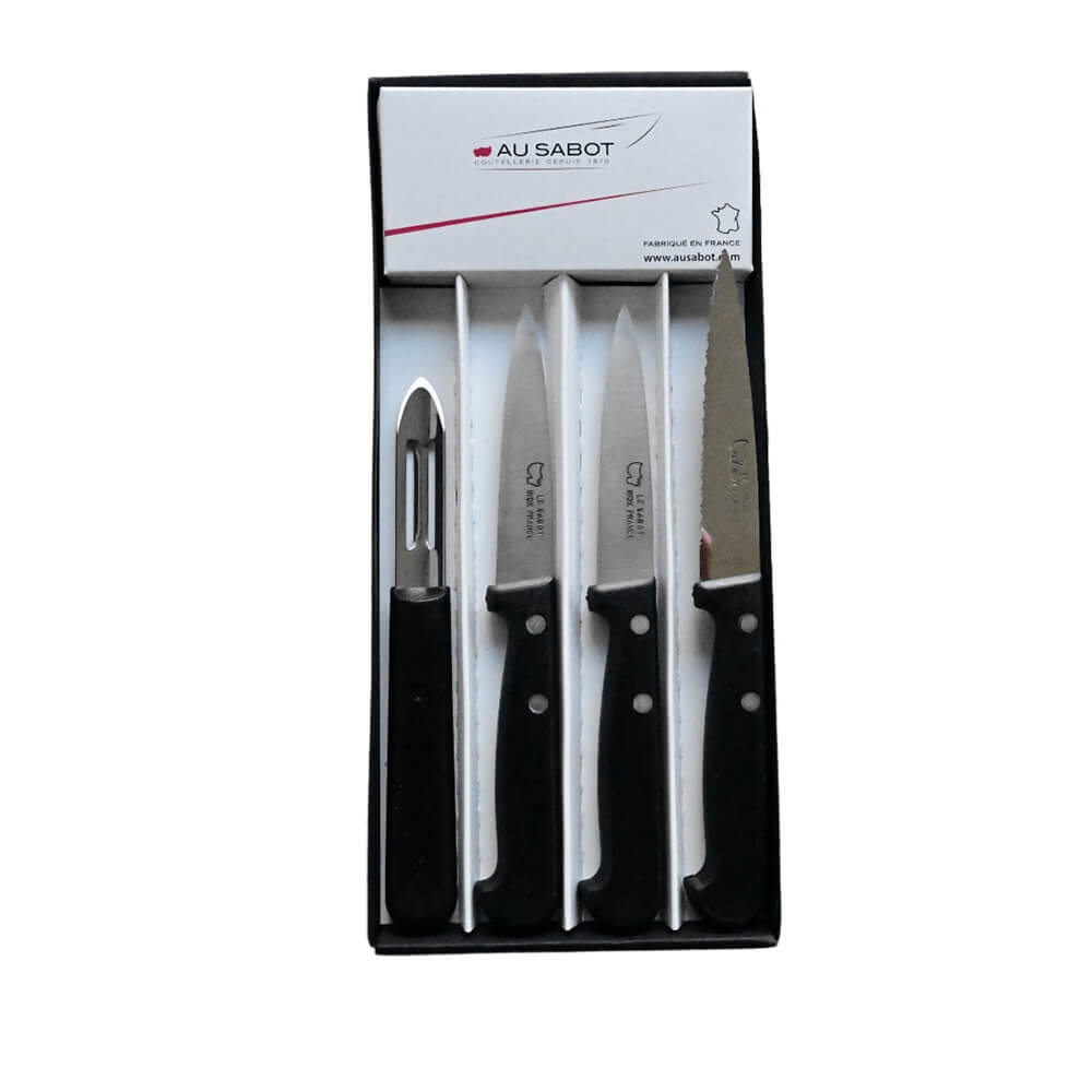 Coffret Couteaux 4 Indispensables Manches Noirs - Au Sabot