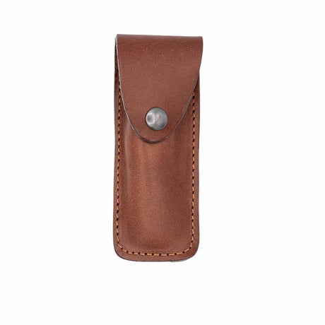 Face de l'étui en Cuir marron pour Couteau Pliant Régional Au Sabot